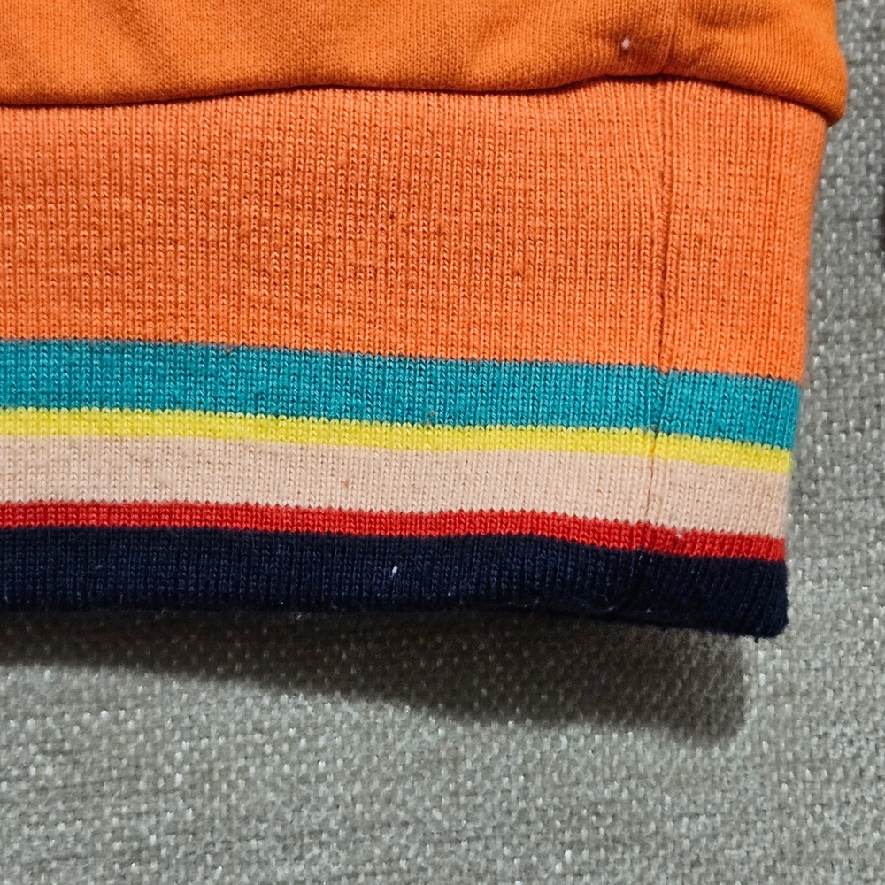 BKYS Sweatshirt 2XL Orange Embroidered Teddy Bear Rose Striped Trim Crewneck - Picture 8 of 9